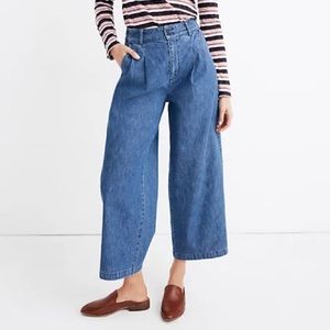 Madewell Pleated Wide Leg Crop Jeans